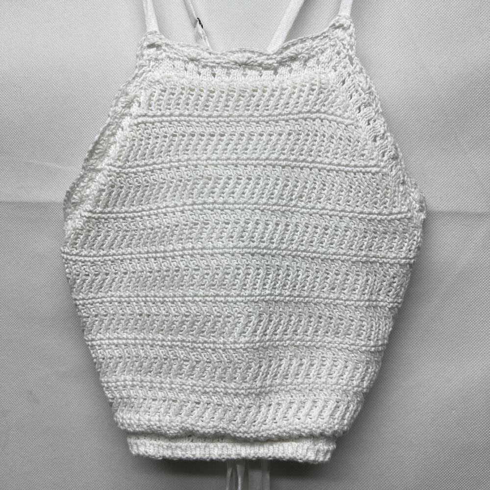 Hollister Juniors Crochet Cropped Top Medium Flirty Girly Coquette Beach Coastal - Picture 3 of 14